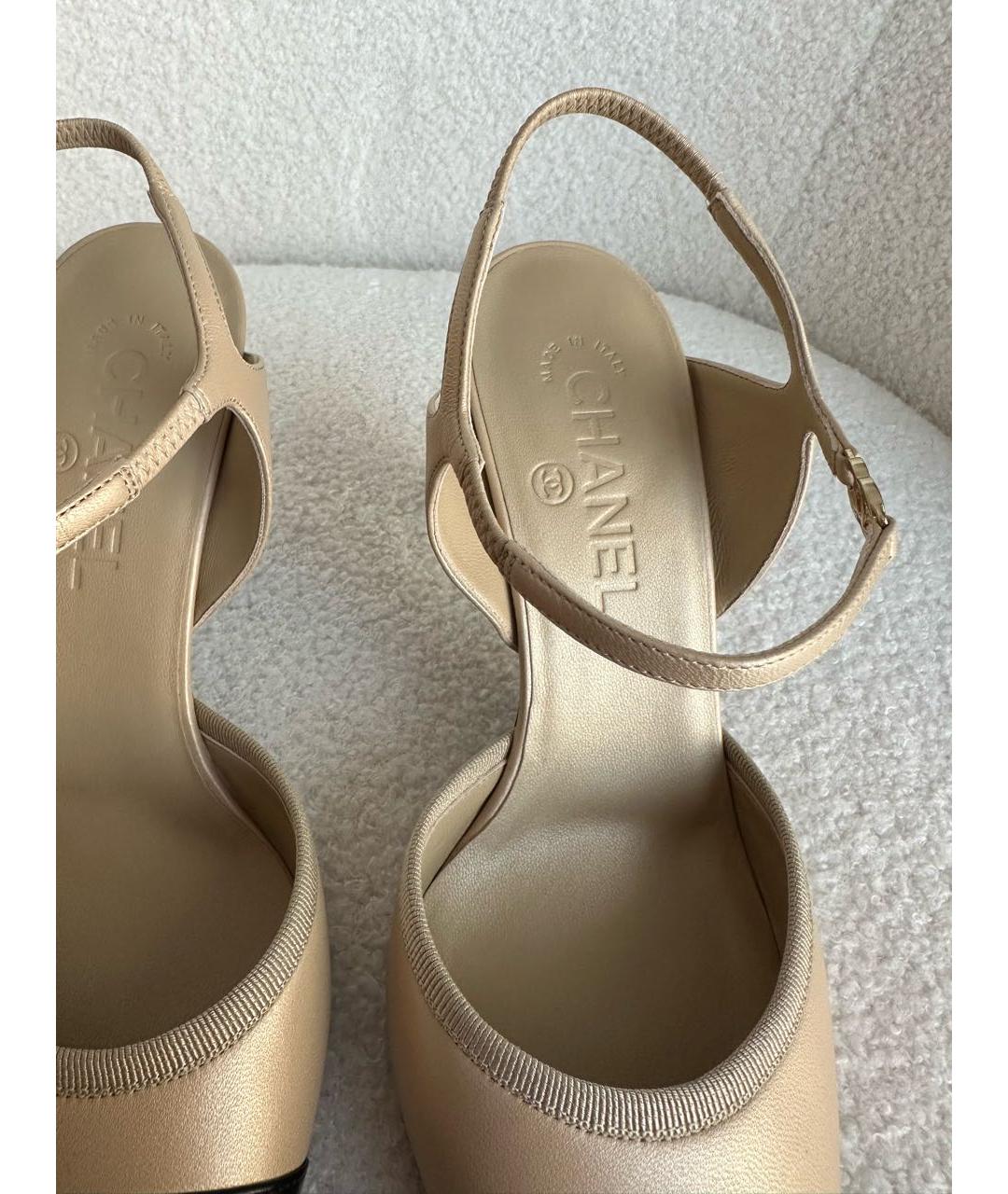 CHANEL Бежевые кожаные туфли, фото 8