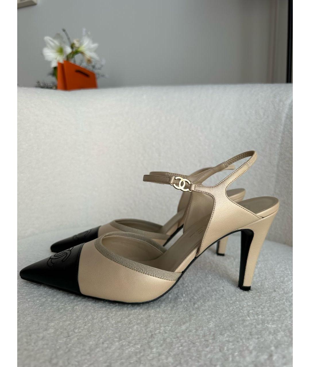 CHANEL Бежевые кожаные туфли, фото 9