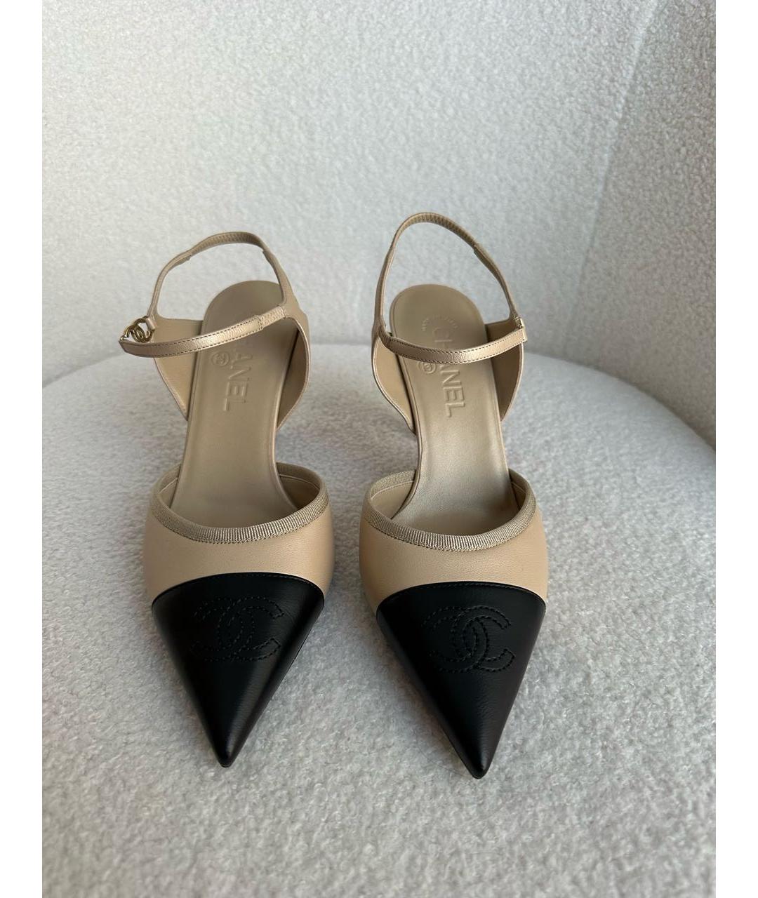 CHANEL Бежевые кожаные туфли, фото 6