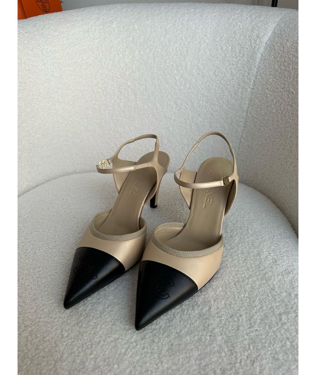 CHANEL Бежевые кожаные туфли, фото 5