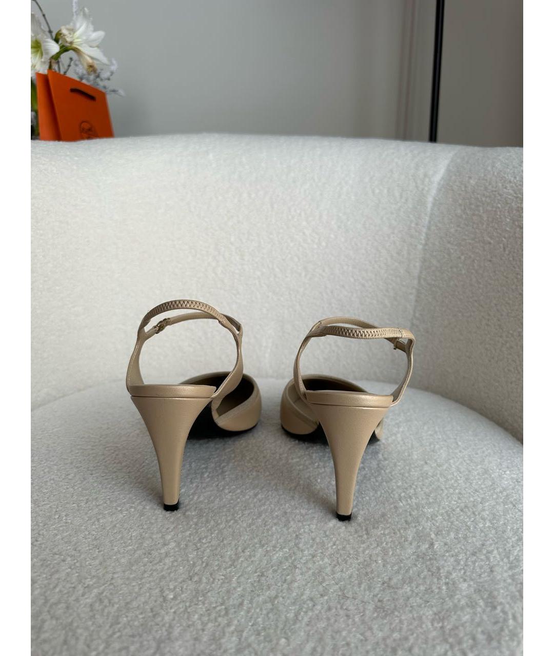 CHANEL Бежевые кожаные туфли, фото 7