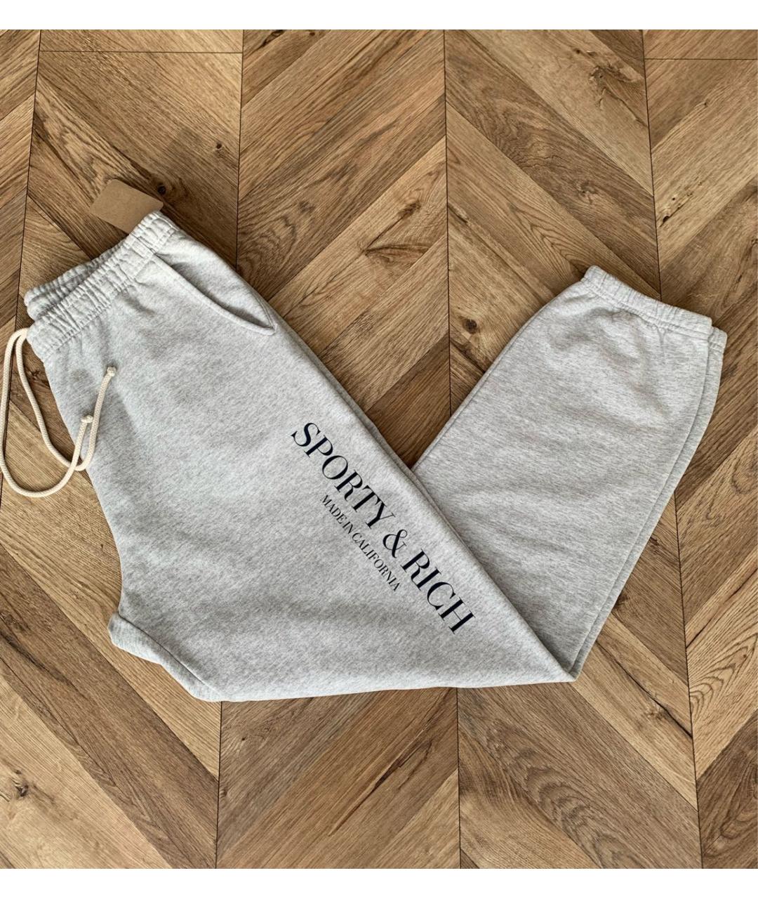 SPORTY AND RICH Серые хлопковые спортивные брюки и шорты, фото 4