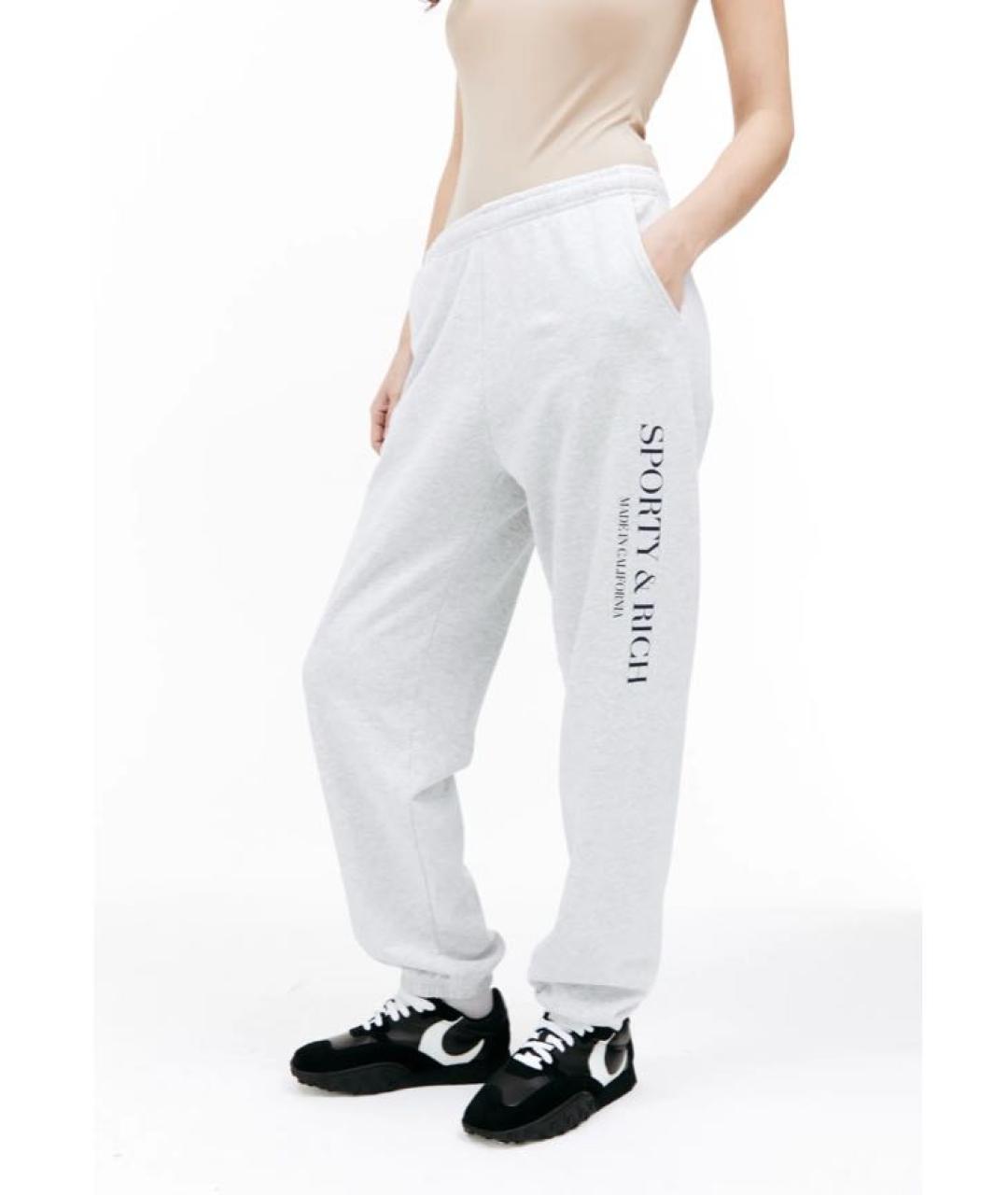 SPORTY AND RICH Серые хлопковые спортивные брюки и шорты, фото 8