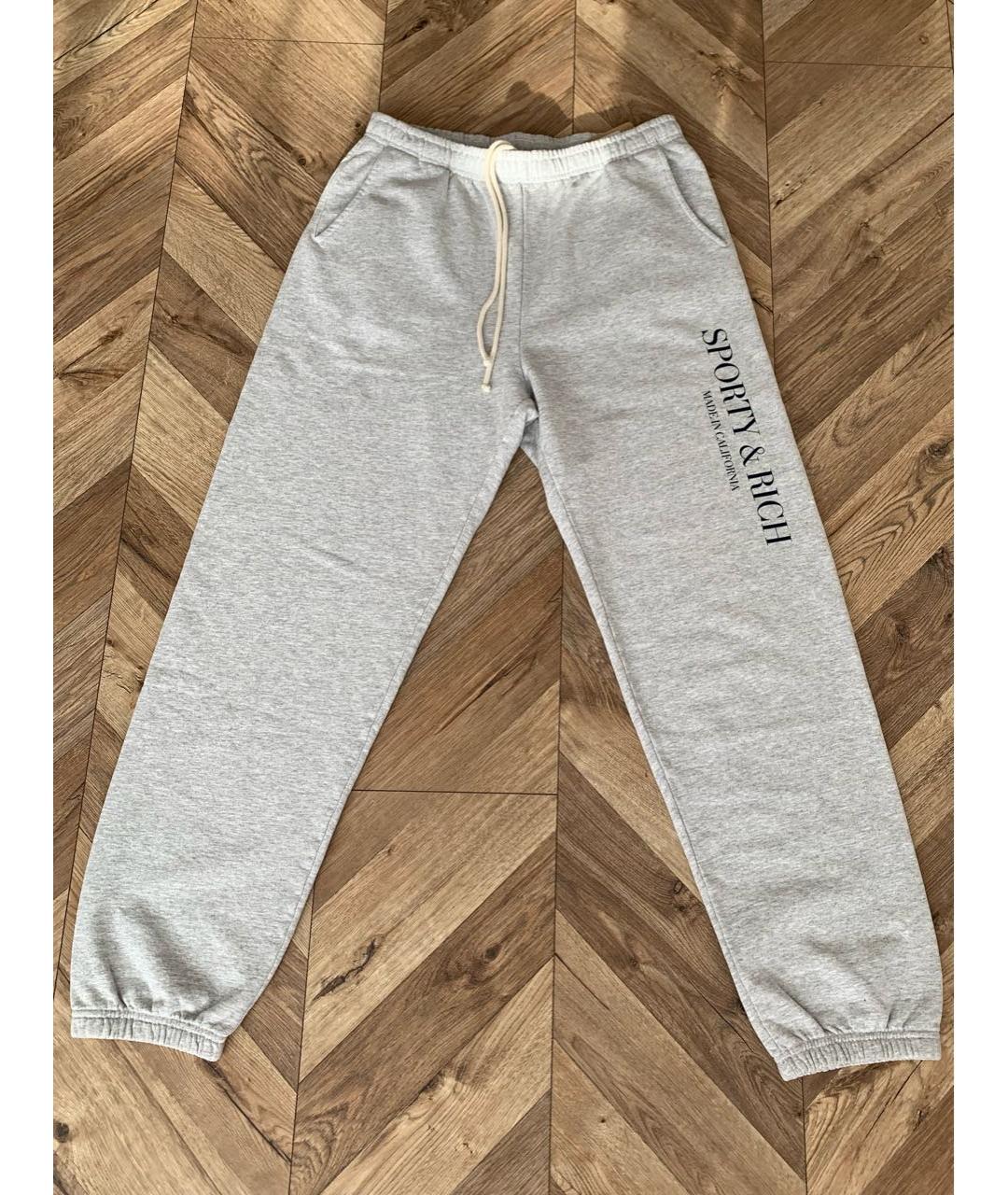 SPORTY AND RICH Серые хлопковые спортивные брюки и шорты, фото 5