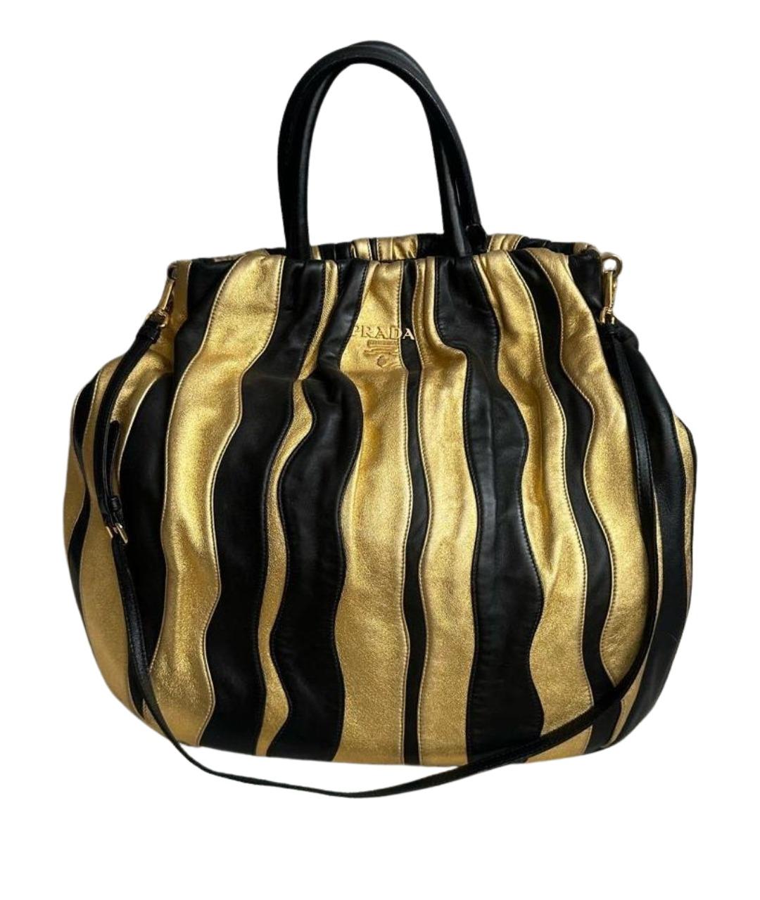 PRADA Золотая кожаная сумка с короткими ручками, фото 1