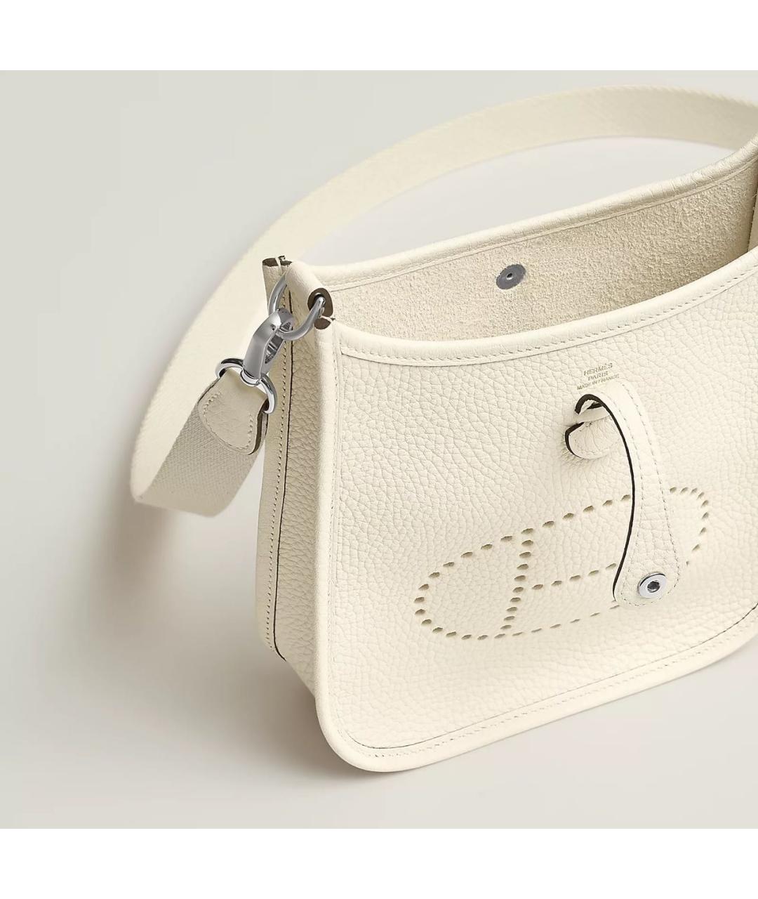 HERMES Белая кожаная сумка через плечо, фото 3