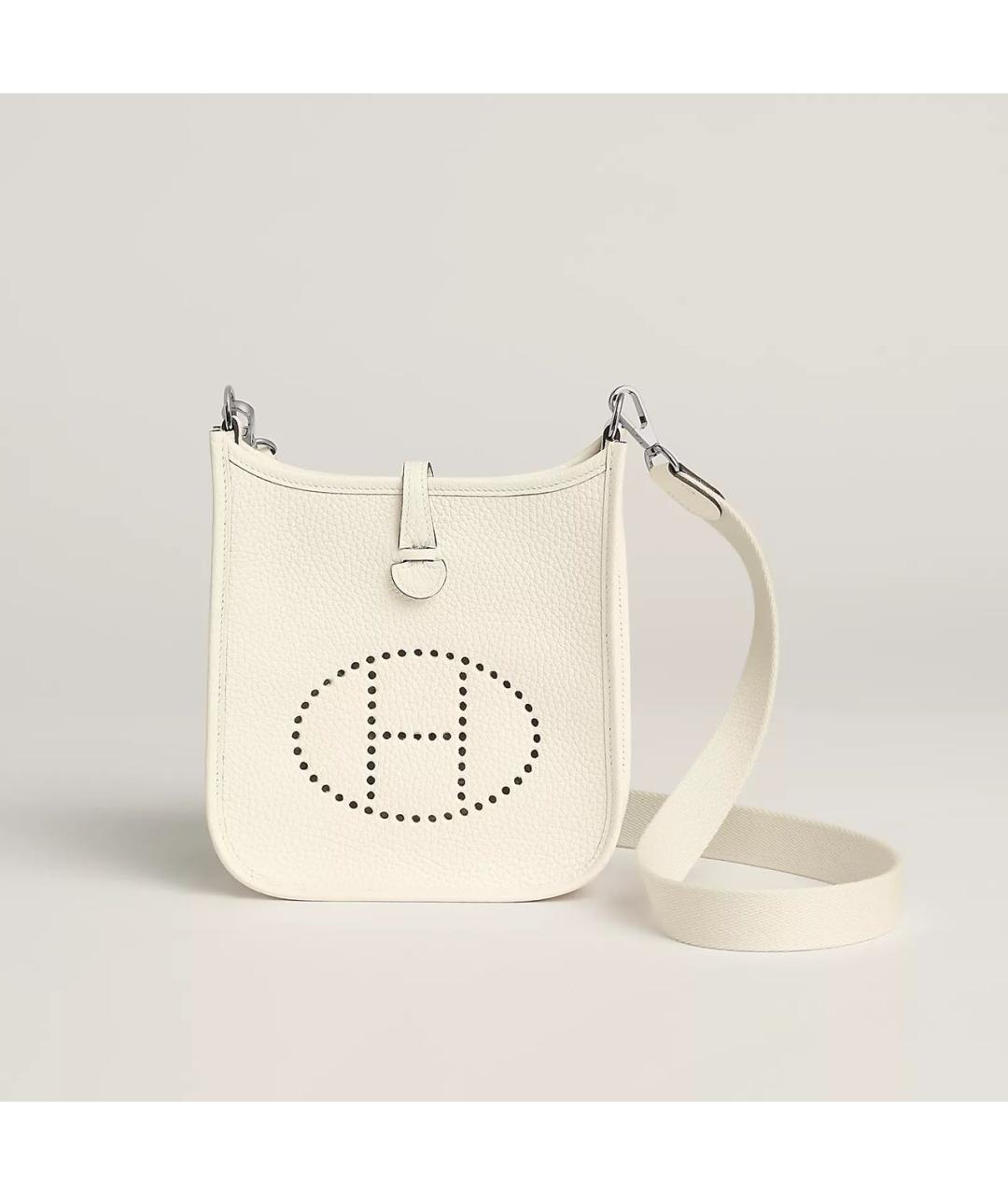 HERMES Белая кожаная сумка через плечо, фото 4