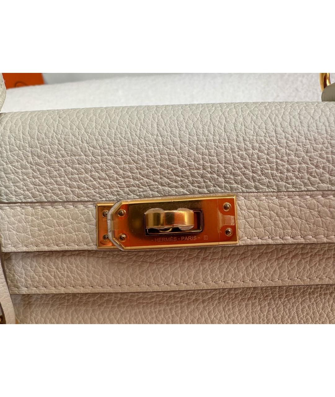 HERMES Белая кожаная сумка с короткими ручками, фото 8