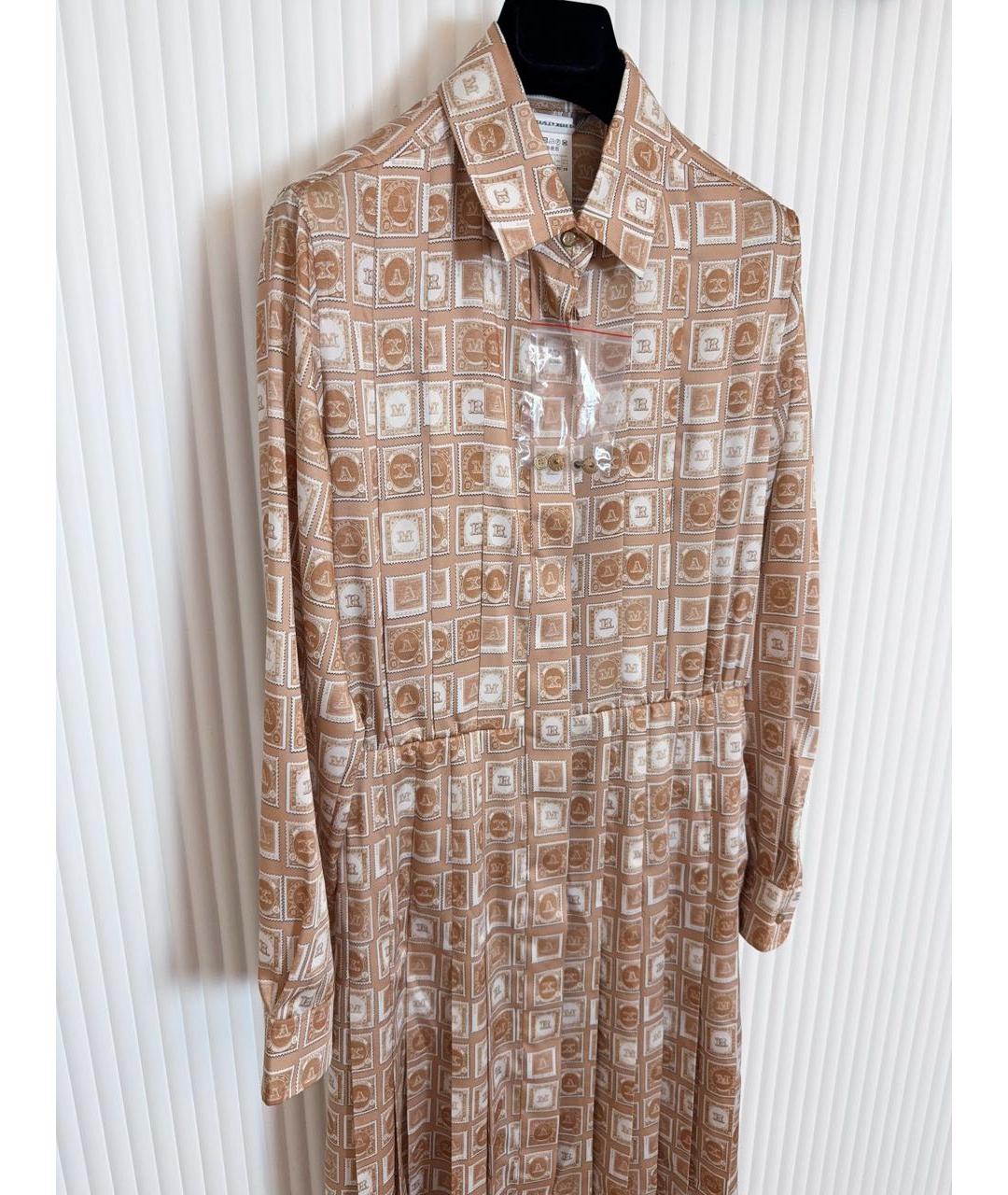 MAX MARA Бежевое полиэстеровое коктейльное платье, фото 6