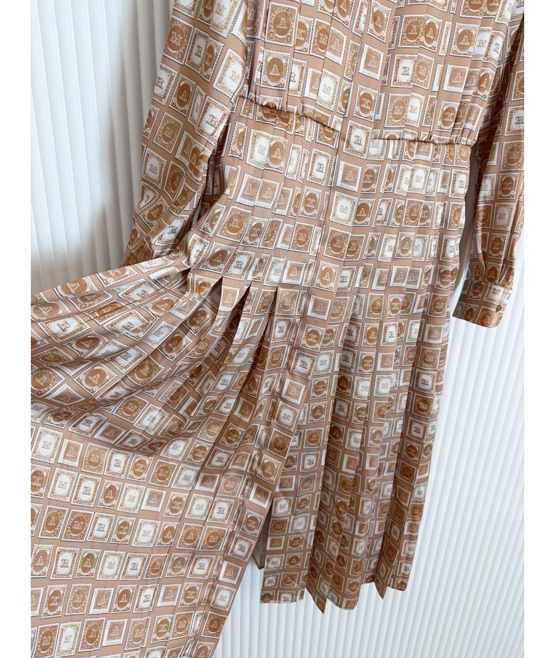 MAX MARA Бежевое полиэстеровое коктейльное платье, фото 5