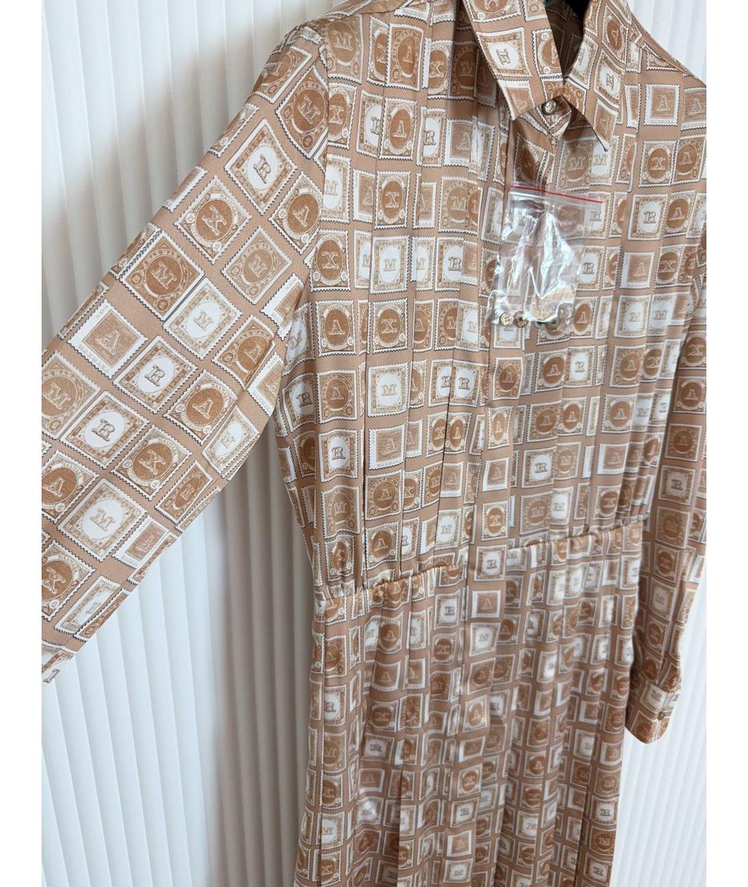 MAX MARA Бежевое полиэстеровое коктейльное платье, фото 4