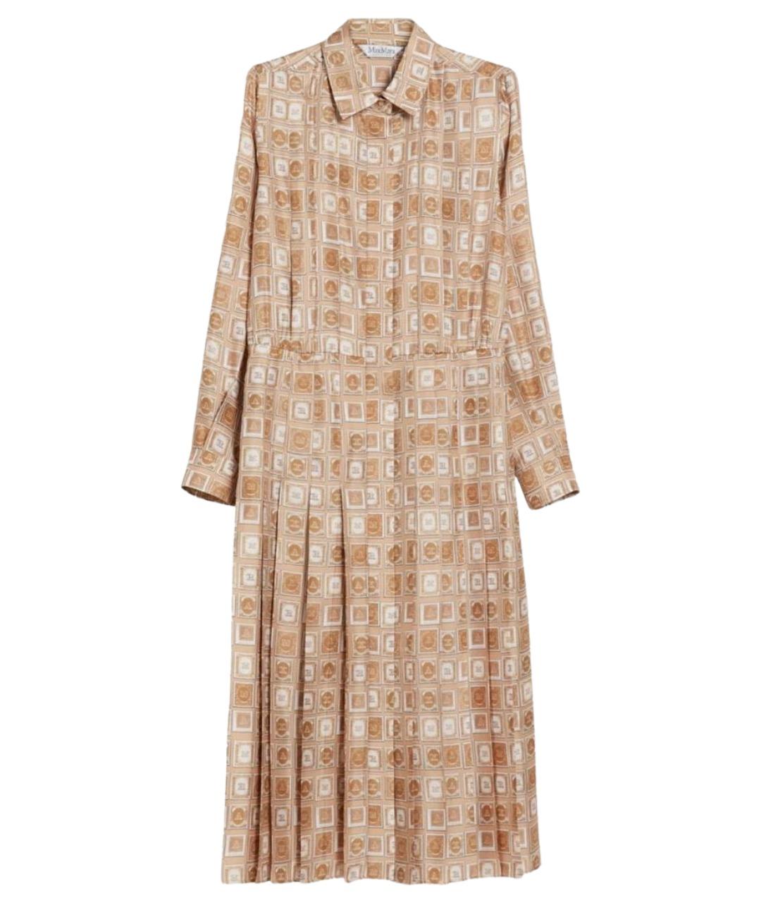 MAX MARA Бежевое полиэстеровое коктейльное платье, фото 1