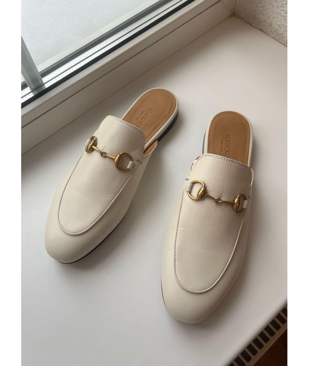 GUCCI Белые кожаные мюли, фото 2