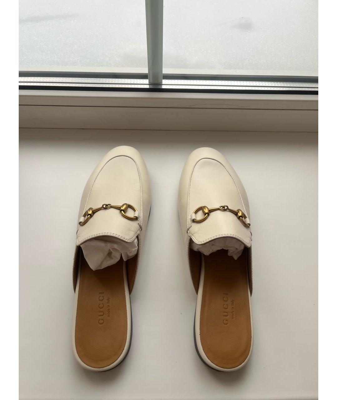 GUCCI Белые кожаные мюли, фото 3