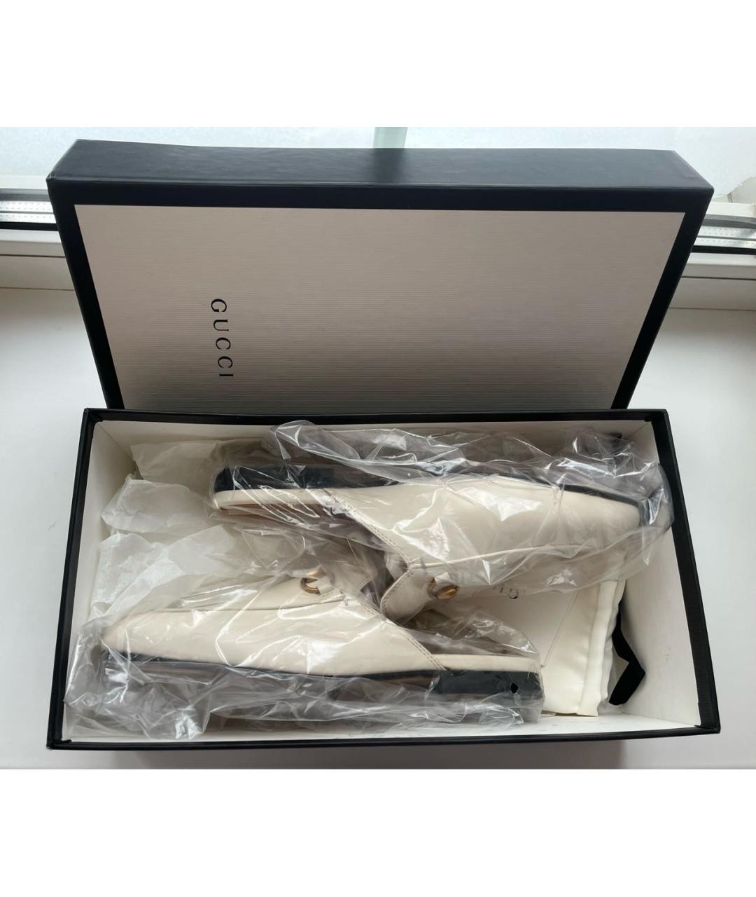 GUCCI Белые кожаные мюли, фото 5