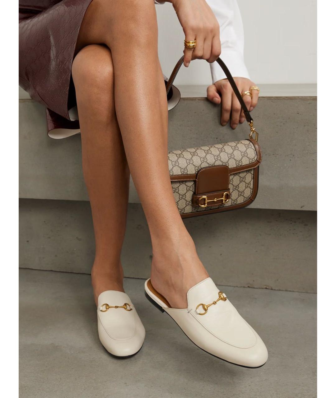 GUCCI Белые кожаные мюли, фото 6