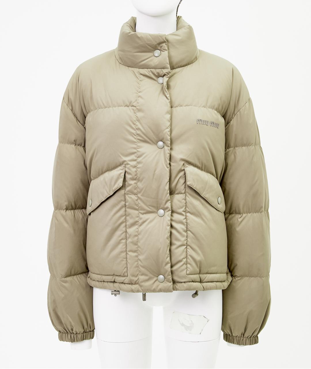 MIU MIU Бежевый полиэстеровый пуховик, фото 10