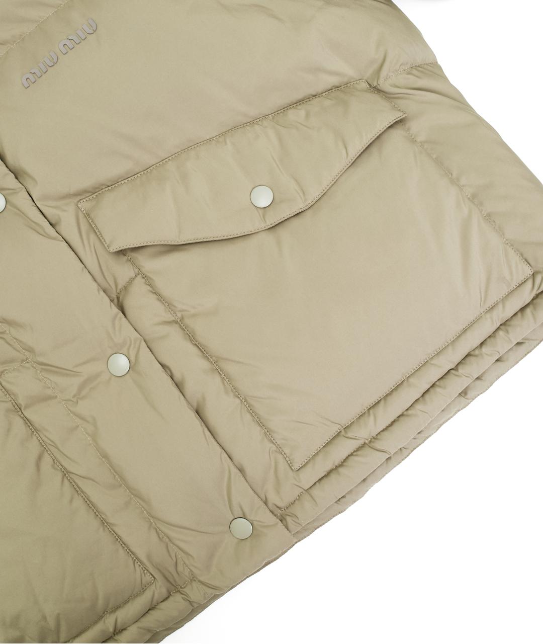 MIU MIU Бежевый полиэстеровый пуховик, фото 5