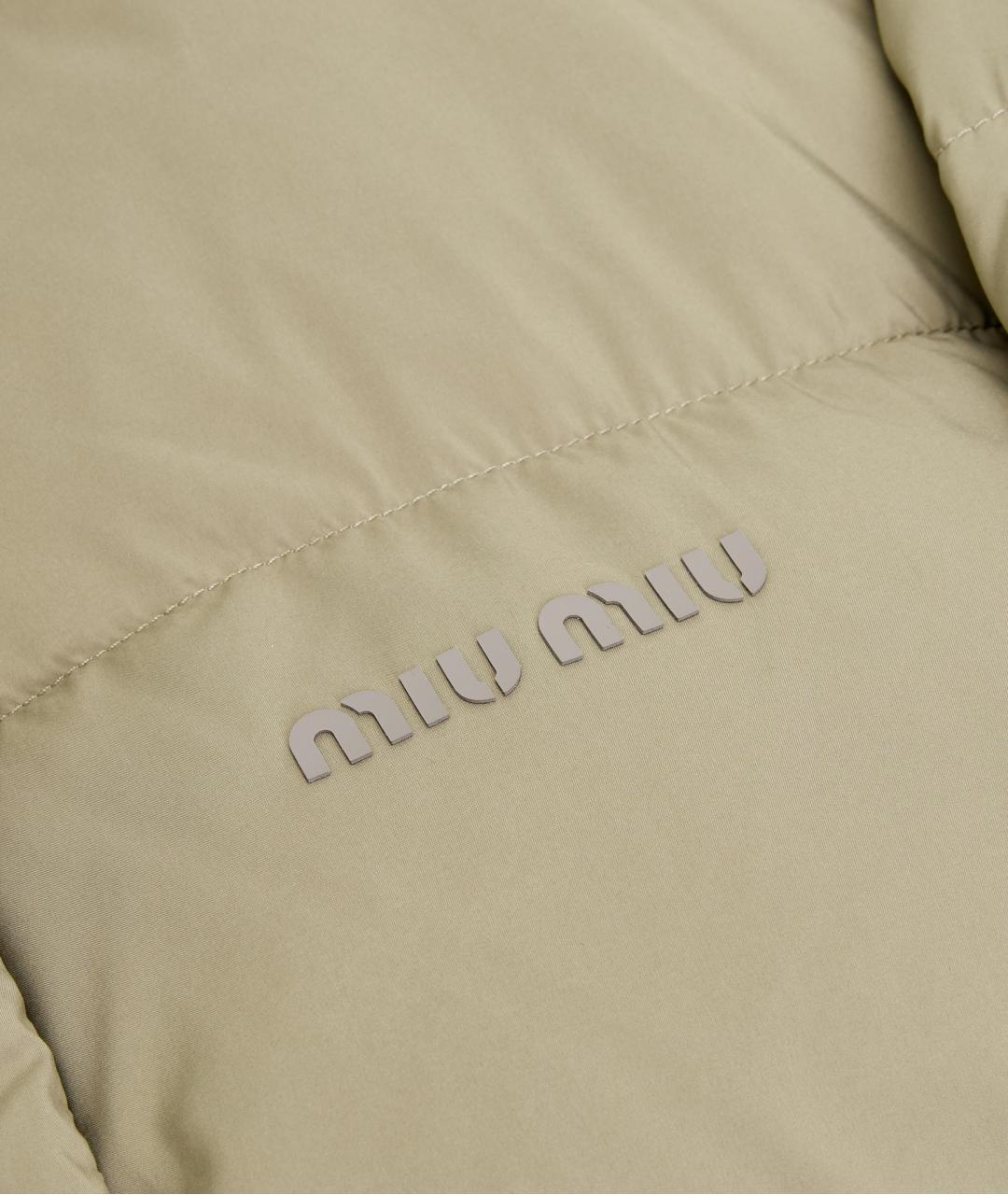 MIU MIU Бежевый полиэстеровый пуховик, фото 4