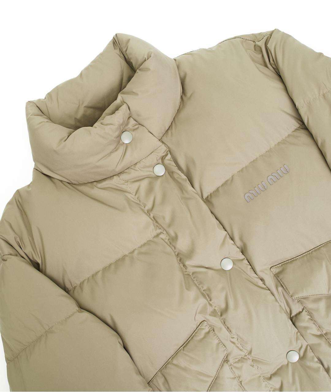 MIU MIU Бежевый полиэстеровый пуховик, фото 3