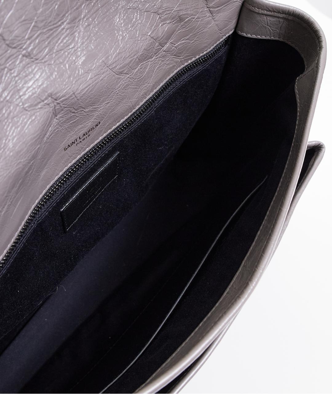 SAINT LAURENT Серая кожаная сумка через плечо, фото 8