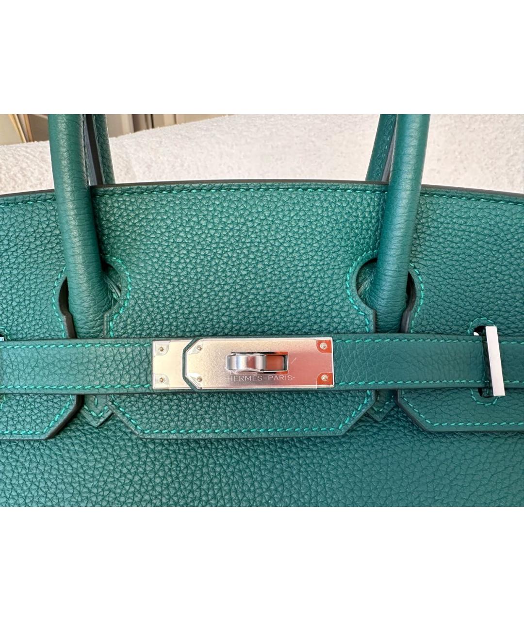 HERMES Зеленая кожаная сумка с короткими ручками, фото 7