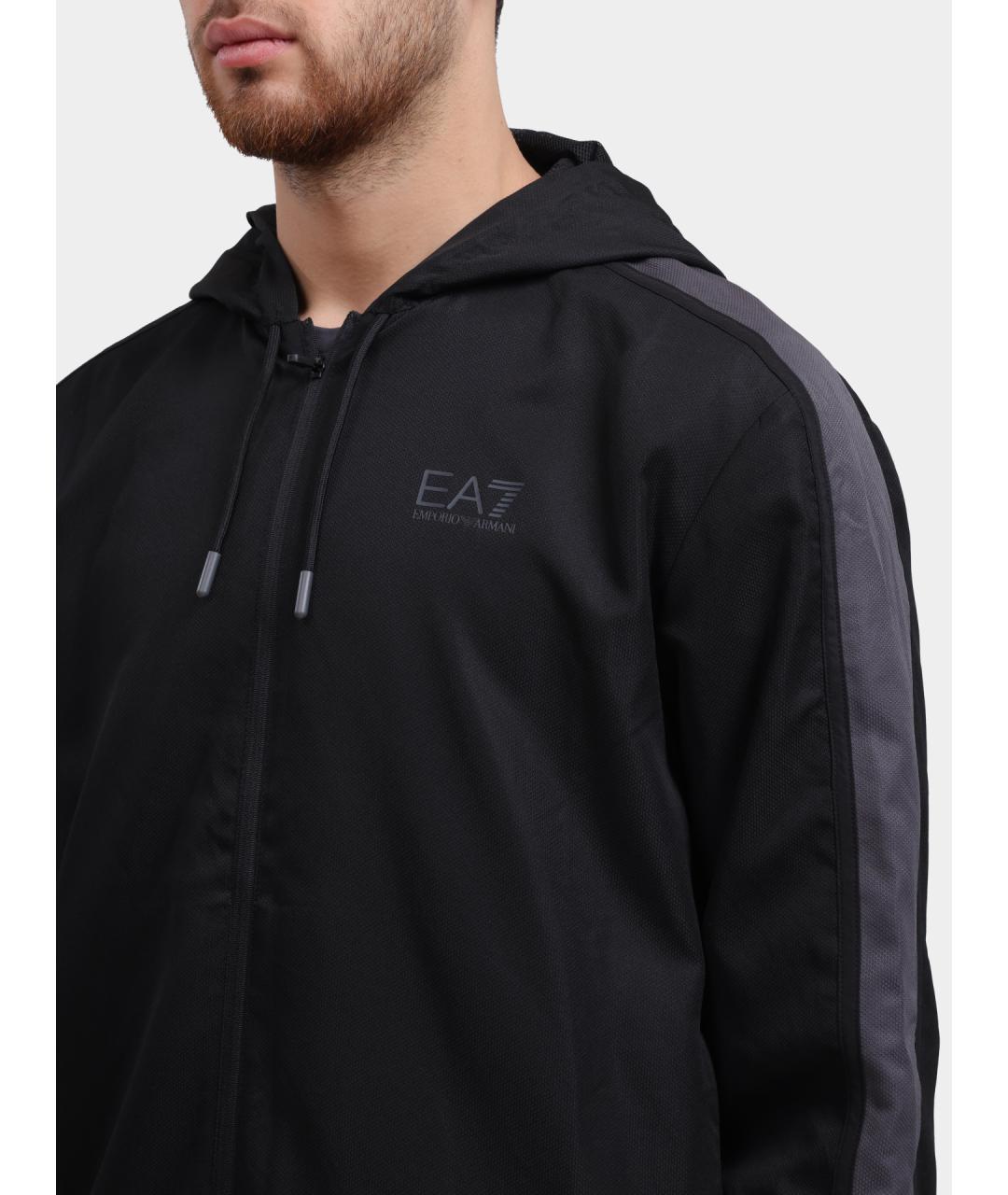 EA7 Черный полиэстеровый спортивный костюм, фото 4
