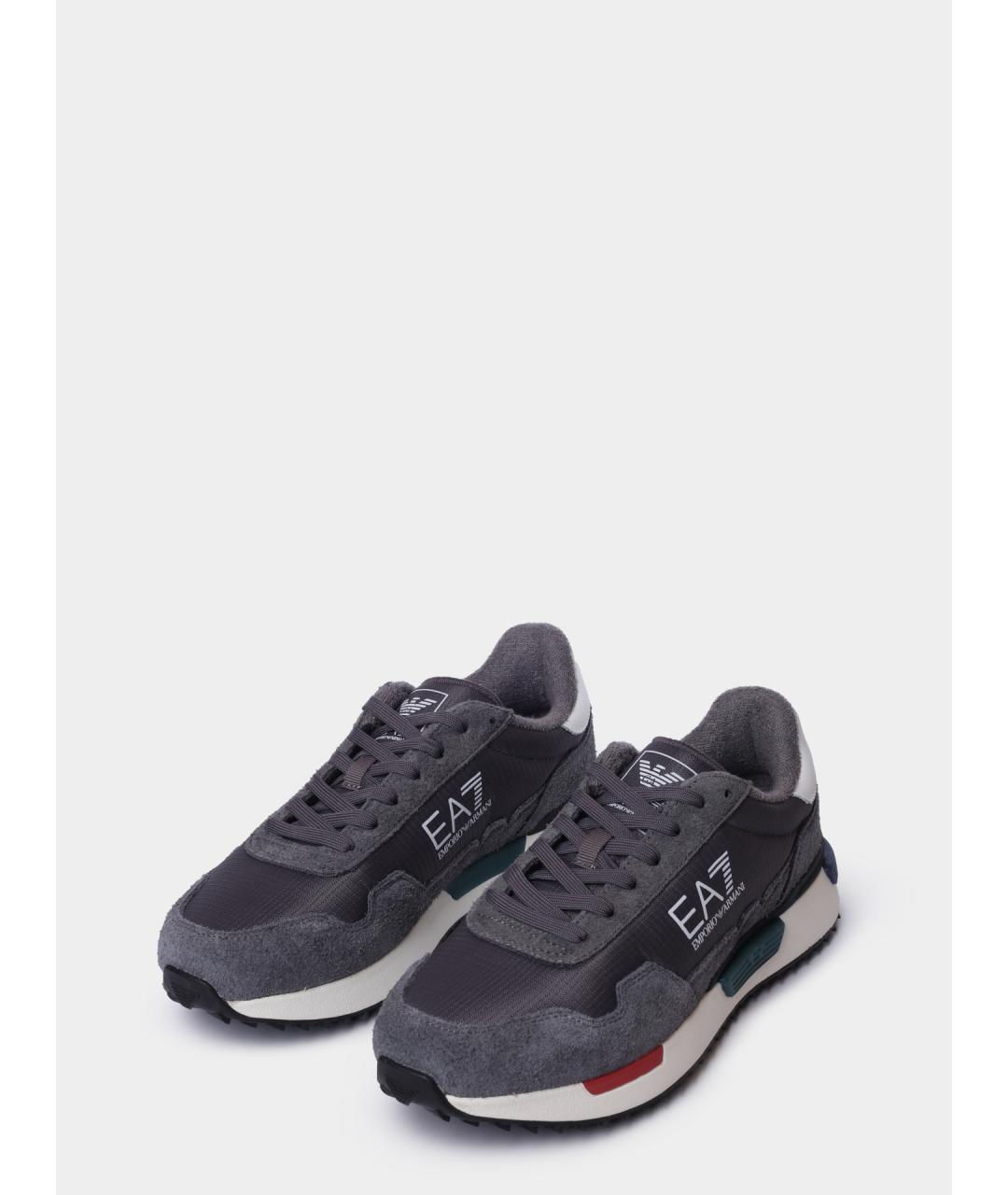 EA7 Серые замшевые низкие кроссовки / кеды, фото 2