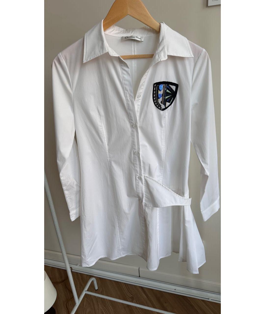 CHRISTIAN DIOR Белая хлопко-эластановая рубашка, фото 7