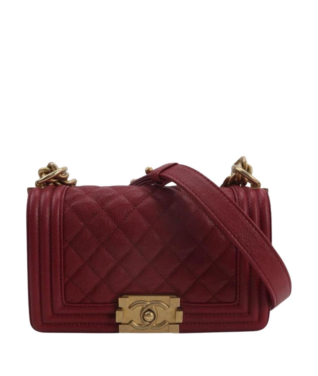 CHANEL Бордовая кожаная сумка через плечо, фото 1