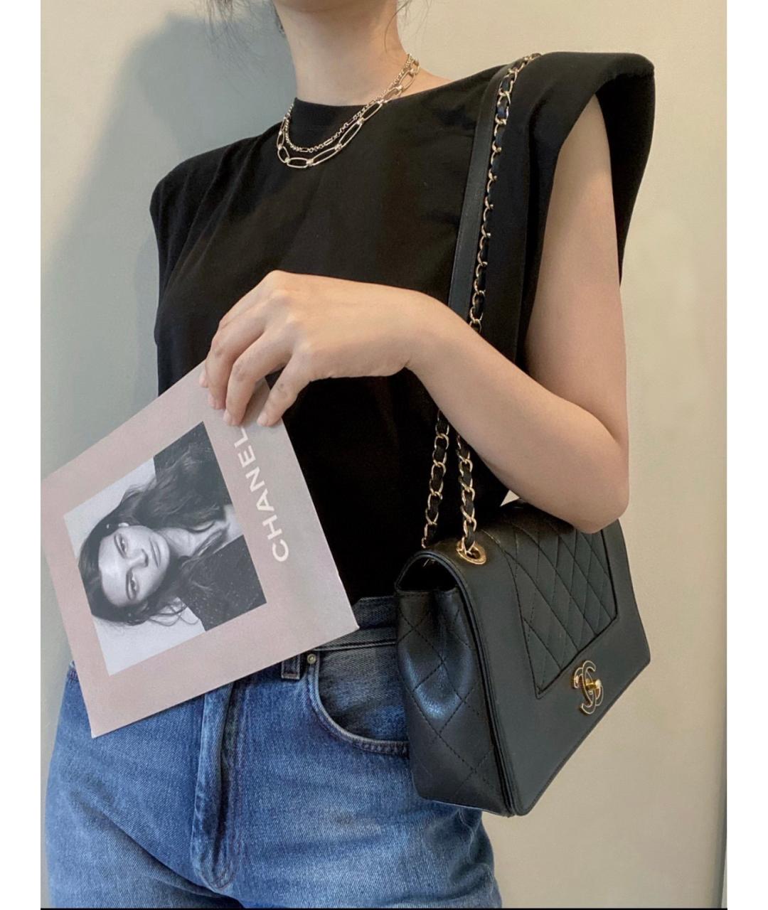 CHANEL Черная кожаная сумка через плечо, фото 9