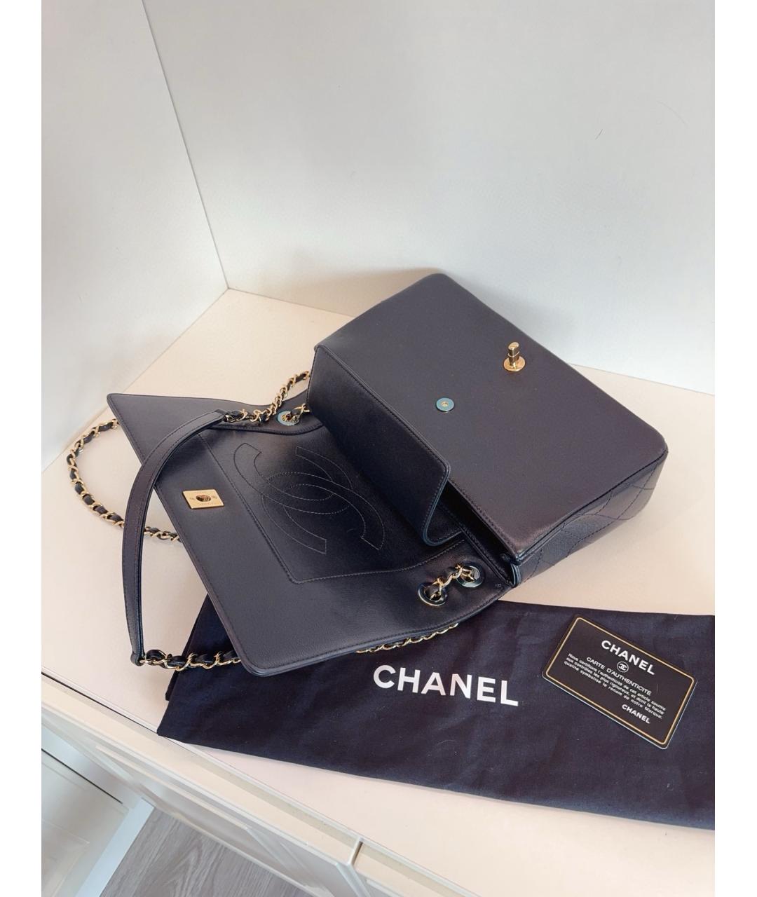 CHANEL Черная кожаная сумка через плечо, фото 7