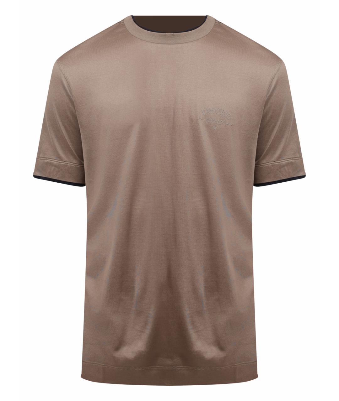 EMPORIO ARMANI Бежевая хлопковая футболка, фото 1