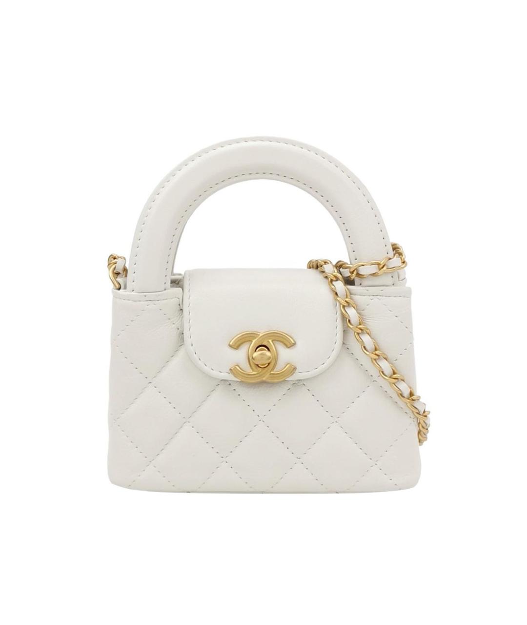 CHANEL Белая кожаная сумка через плечо, фото 9