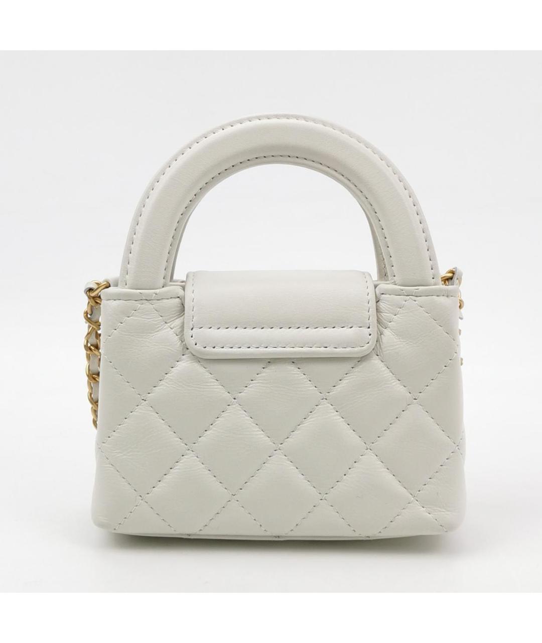 CHANEL Белая кожаная сумка через плечо, фото 3