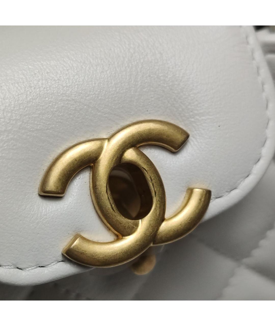 CHANEL Белая кожаная сумка через плечо, фото 6