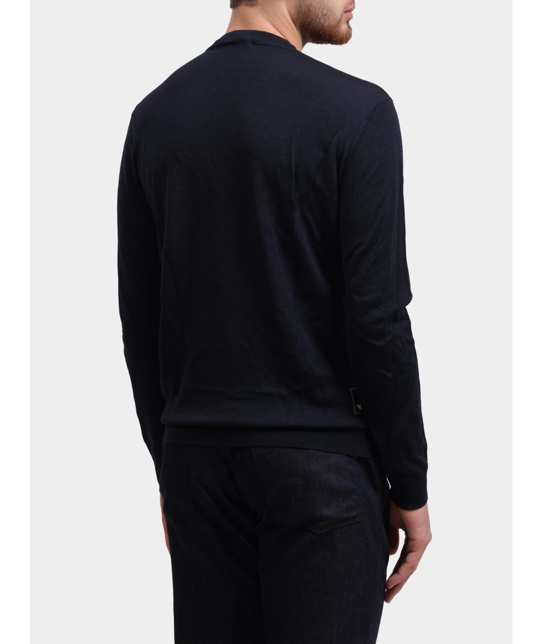 EMPORIO ARMANI Темно-синий шерстяной джемпер / свитер, фото 5