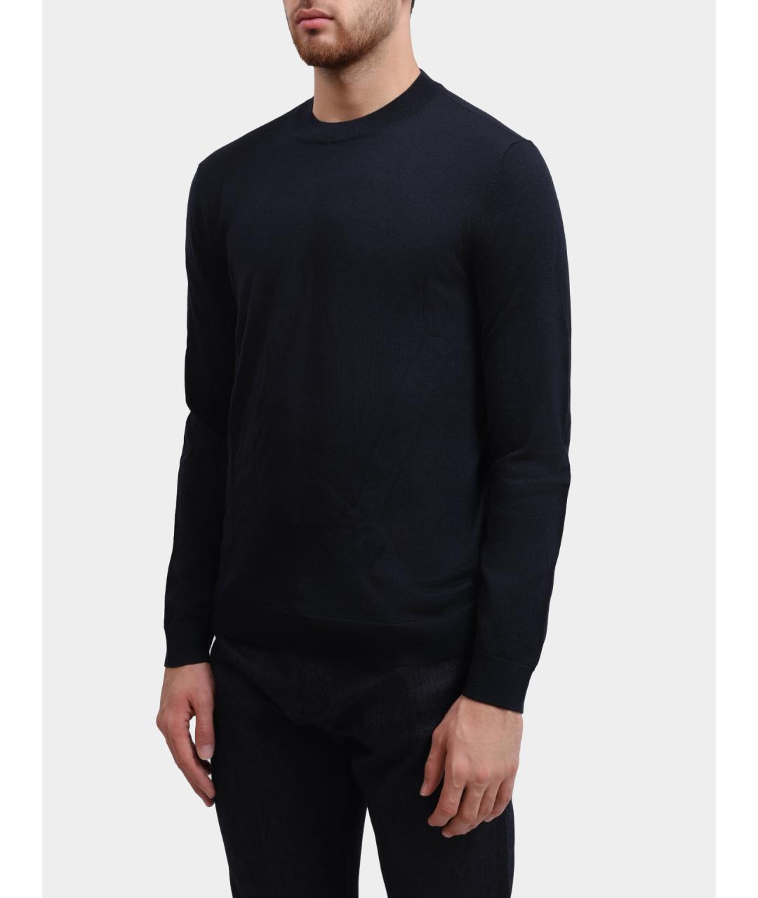 EMPORIO ARMANI Темно-синий шерстяной джемпер / свитер, фото 3