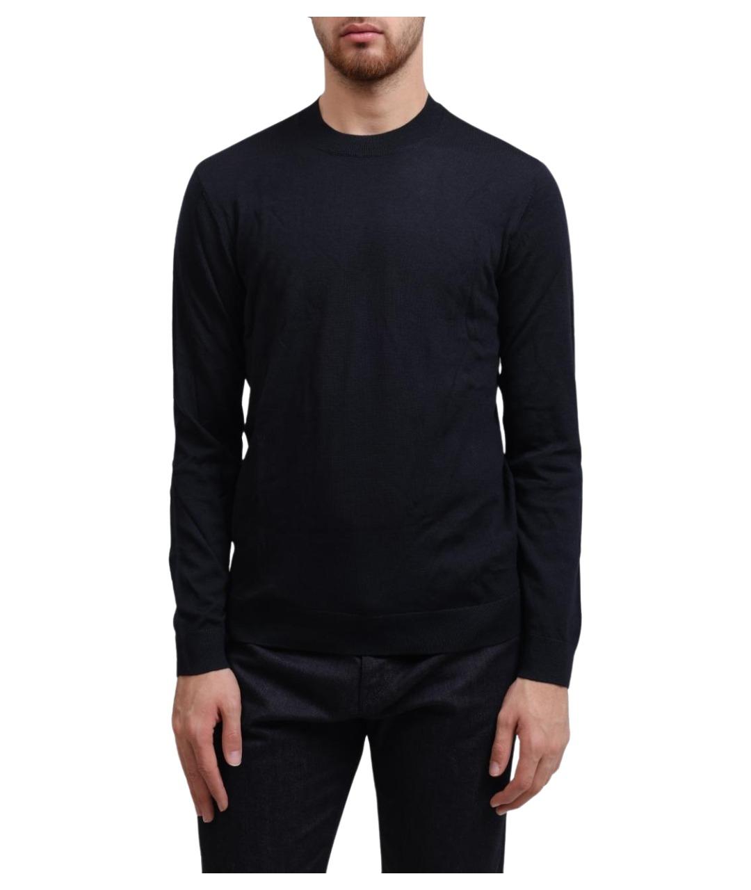 EMPORIO ARMANI Темно-синий шерстяной джемпер / свитер, фото 1