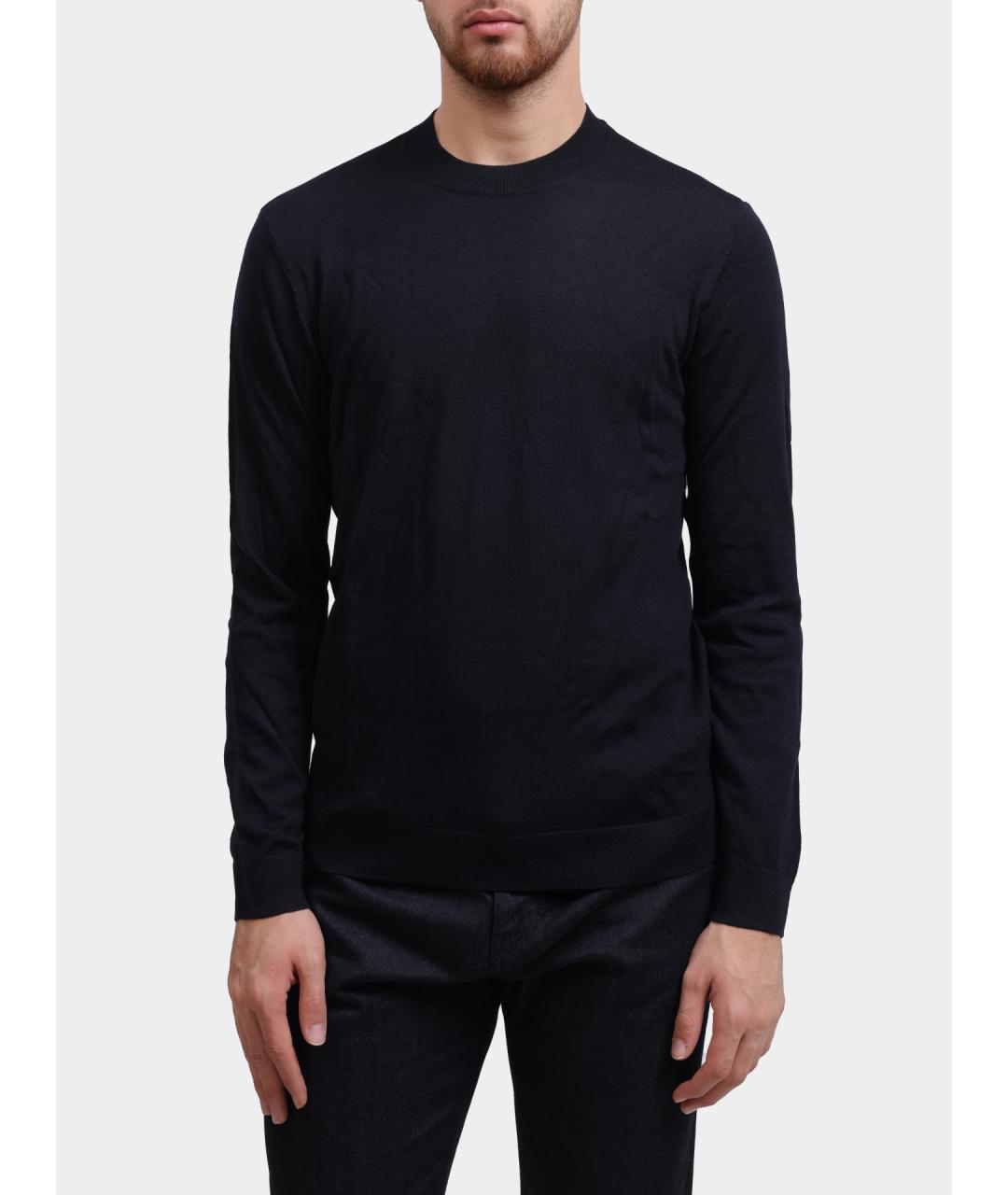 EMPORIO ARMANI Темно-синий шерстяной джемпер / свитер, фото 6