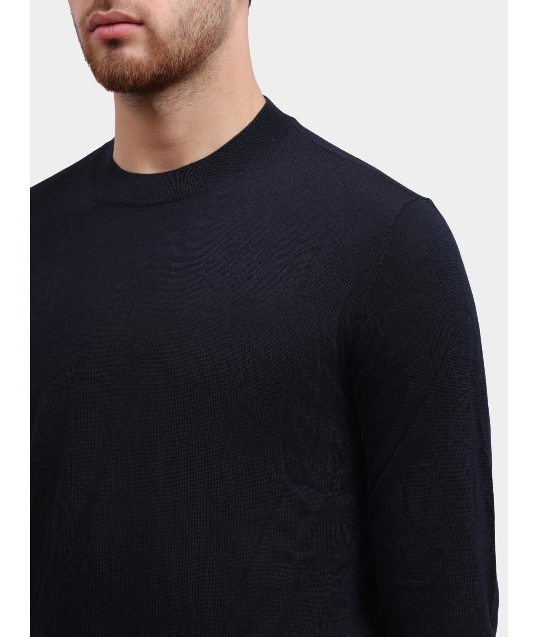 EMPORIO ARMANI Темно-синий шерстяной джемпер / свитер, фото 4