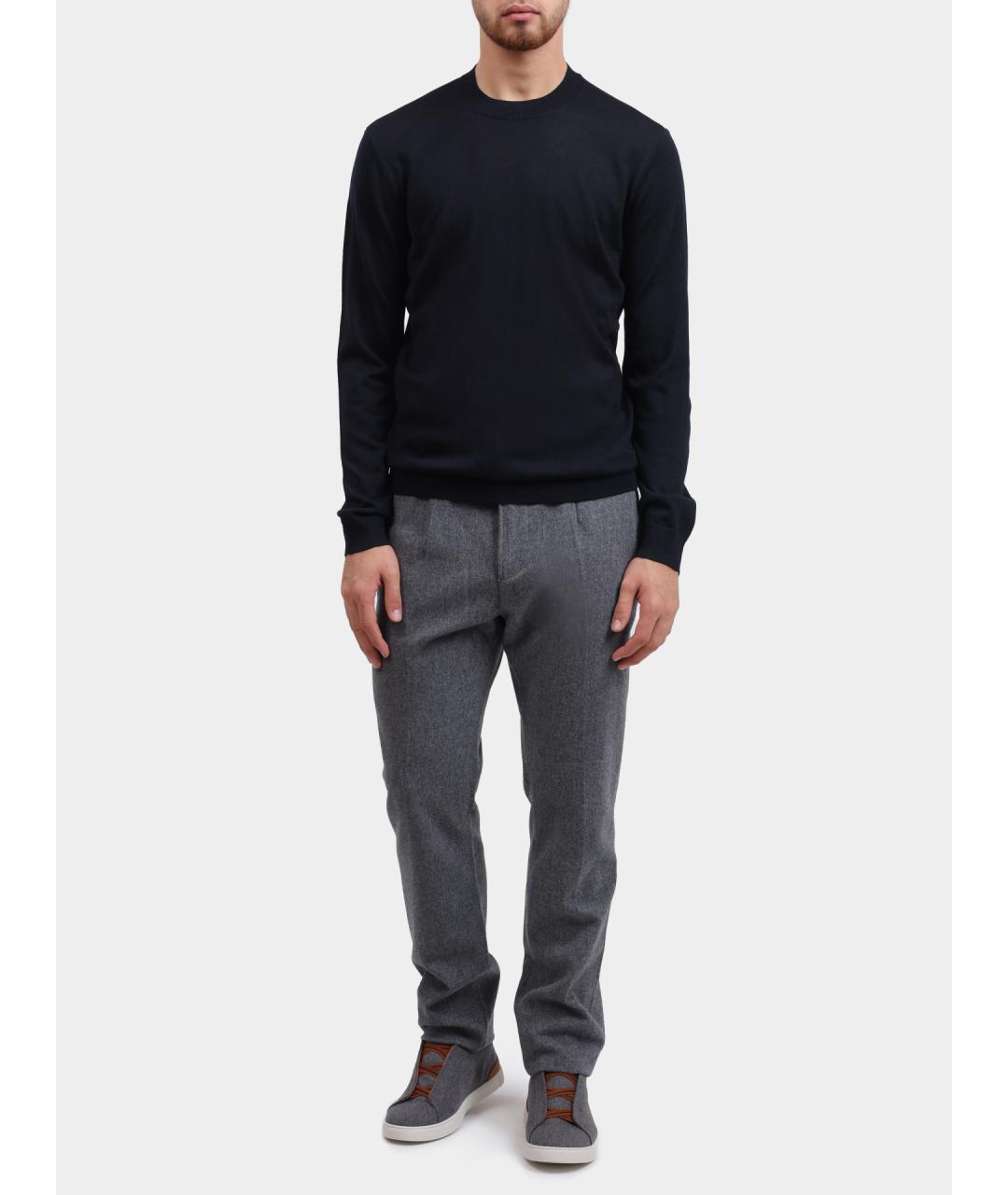 EMPORIO ARMANI Темно-синий шерстяной джемпер / свитер, фото 2