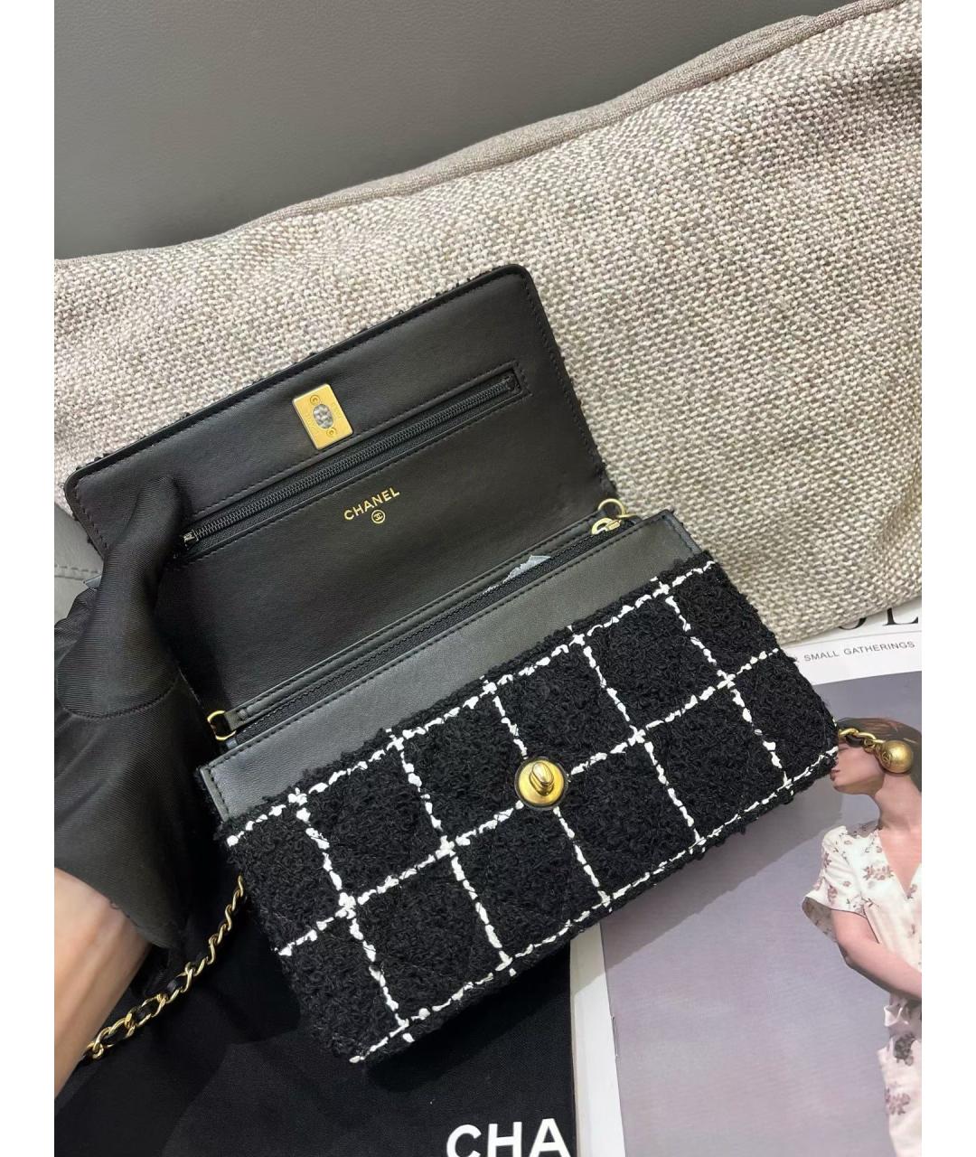 CHANEL Черная твидовая сумка через плечо, фото 7