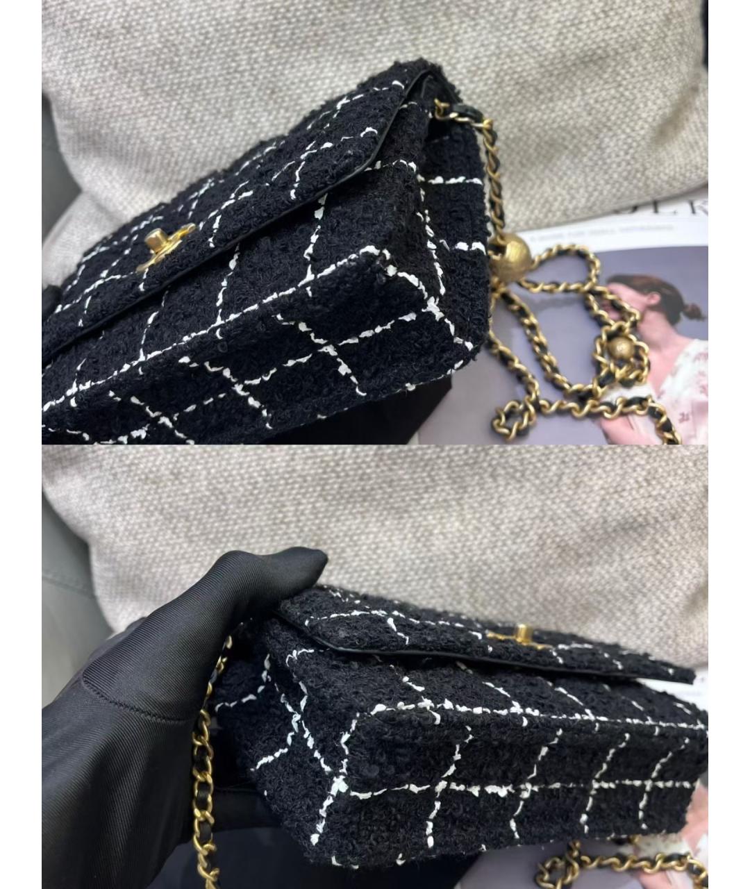 CHANEL Черная твидовая сумка через плечо, фото 9