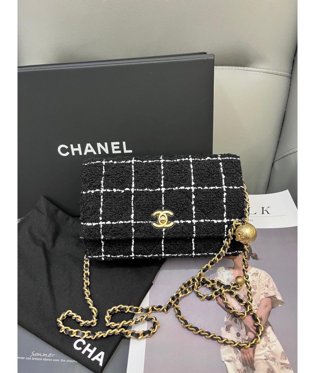 CHANEL Черная твидовая сумка через плечо, фото 10