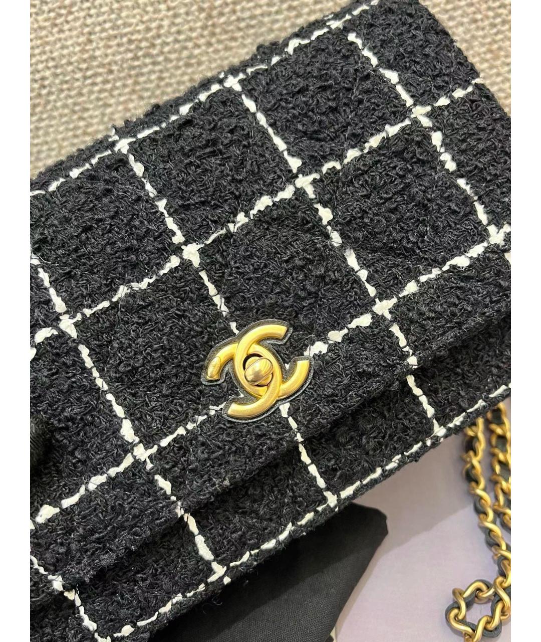 CHANEL Черная твидовая сумка через плечо, фото 5