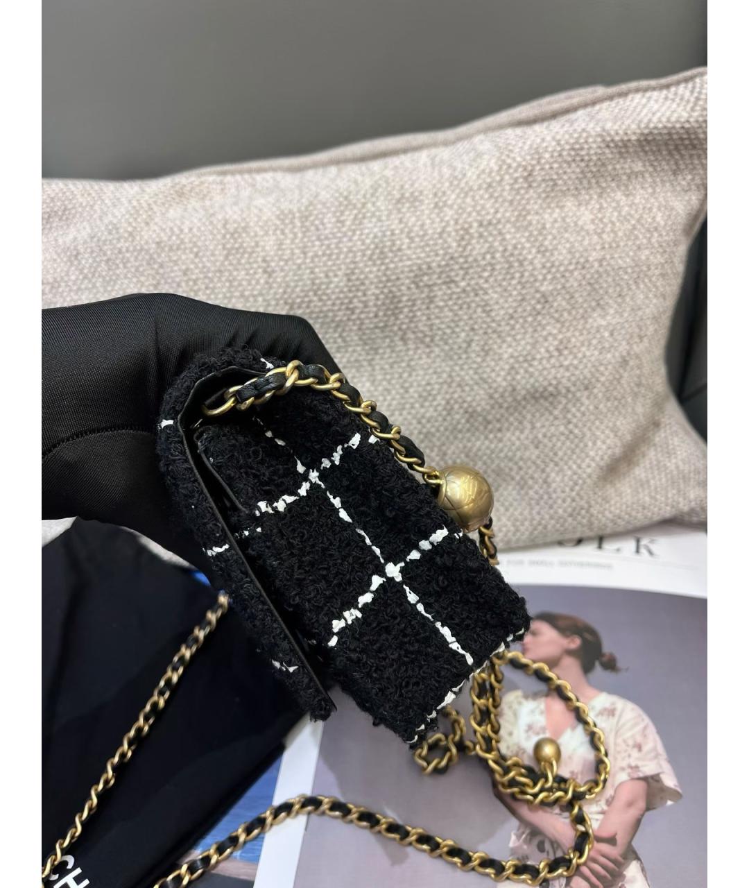 CHANEL Черная твидовая сумка через плечо, фото 4