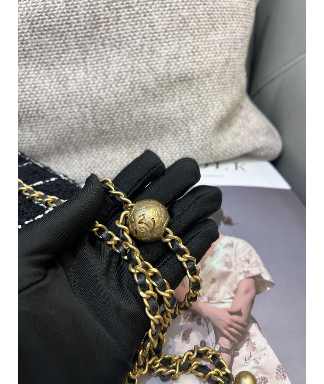 CHANEL Черная твидовая сумка через плечо, фото 6