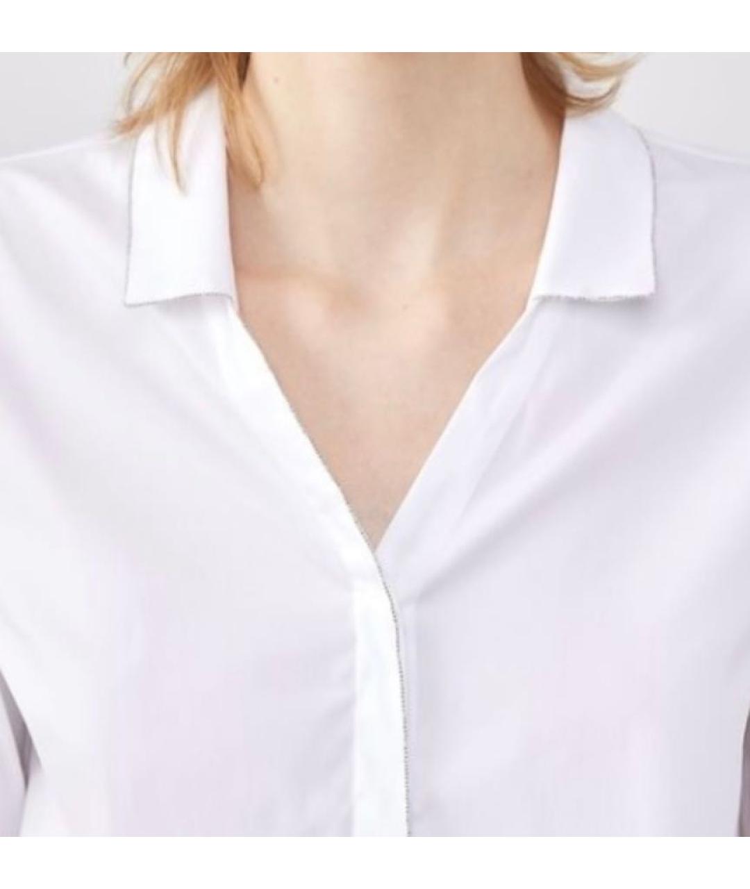 FABIANA FILIPPI Белая хлопко-эластановая рубашка, фото 3