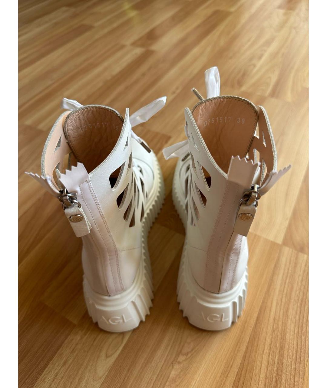 AGL Бежевые кожаные ботинки, фото 4